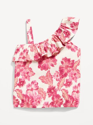 Ruffled Puckered-Jacquard Knit One-Shoulder Top for Girls | Old Navy (US)