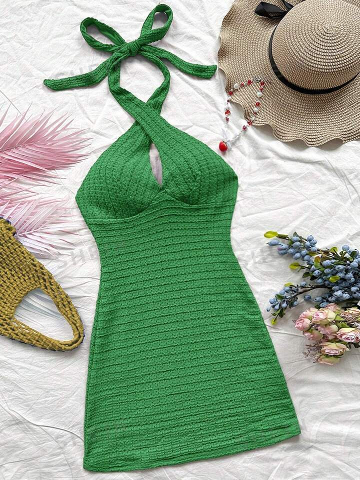 SHEIN X Mirella Santos SHEIN WYWH WYWH Women's Summer Vacation Style Bodycon Dress With Textured ... | SHEIN