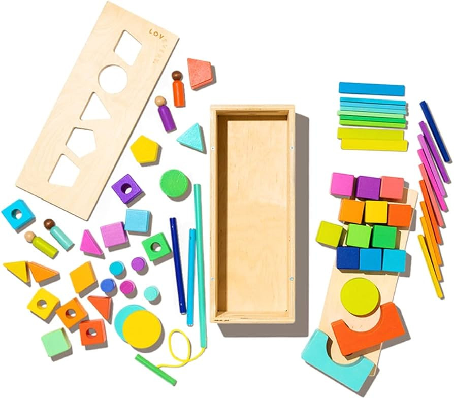 The Block Set by Lovevery – Solid Wood Building Blocks and Shapes + Wooden Storage Box, 70 Piec... | Amazon (US)