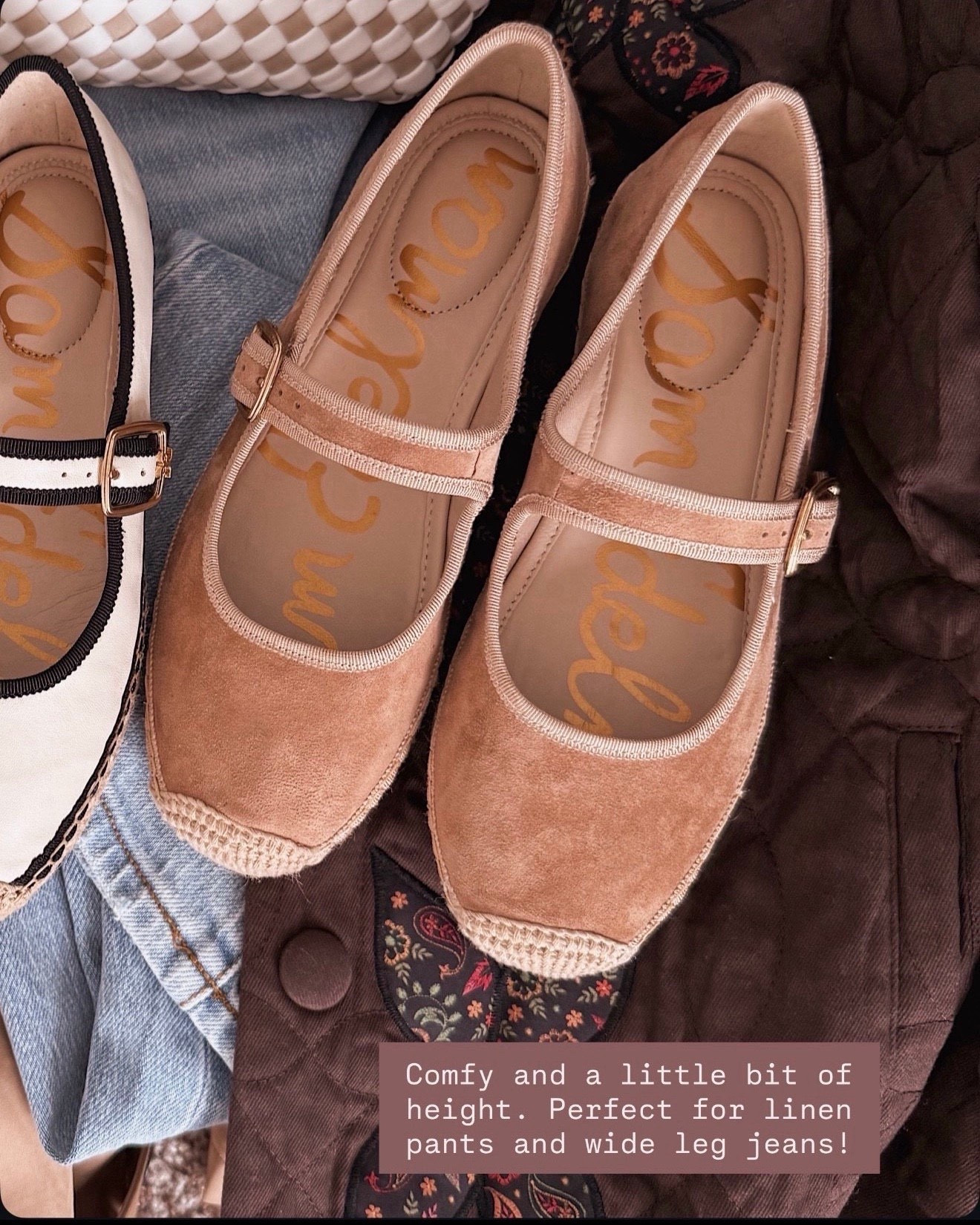 I keep reaching for these because they're the perfect height and so comfortable for all-day wear.

espadrille flats, nude flats, comfortable flats, spring shoes, casual shoes, mary jane flats, neutral shoes, everyday flats, wide leg jeans shoes, linen pants shoes, spring outfit, casual chic shoes, walkable flats, tan flats, beige shoes, comfortable spring shoes, everyday neutral shoes, casual spring outfit

#LTKOver40 #LTKWorkwear #LTKmomlife
