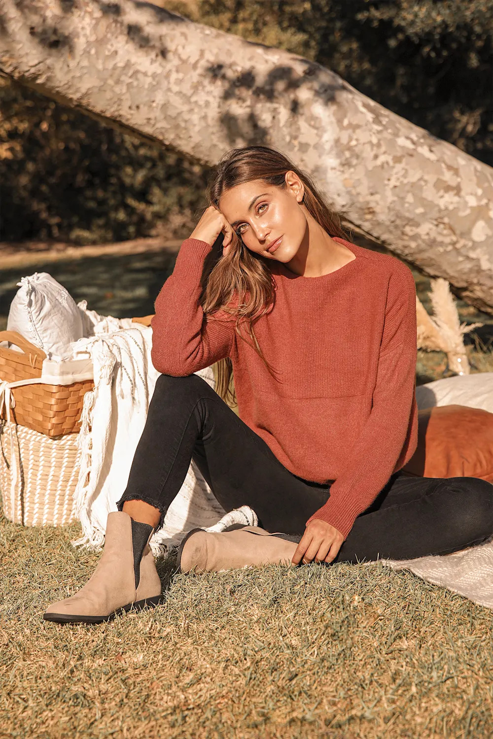 Get With It Rust Red Mock Neck Knit Sweater | Lulus (US)