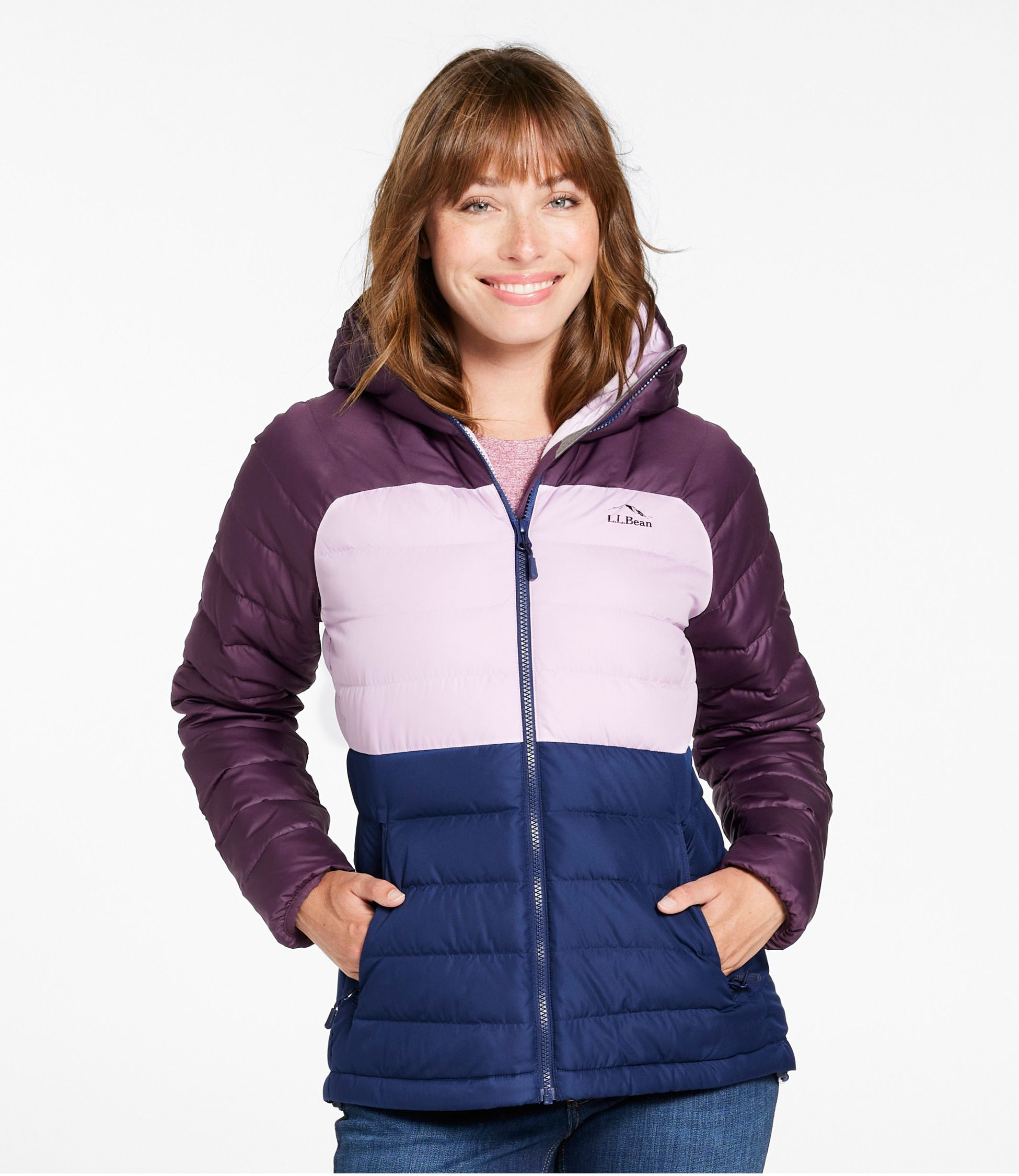 Women's Bean's Down Hooded Jacket, Colorblock | L.L. Bean