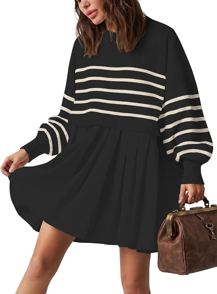 Womens Oversized Sweater Dress Spring Fall Relaxed Sweatshirts Mini Dresses | Amazon (US)