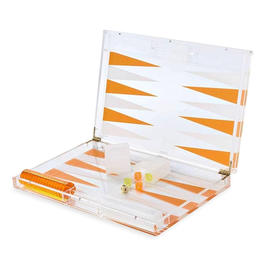 Tizo Design Women's 18" Lucite Backgammon Orange Set, Orange, One Size | Amazon (US)