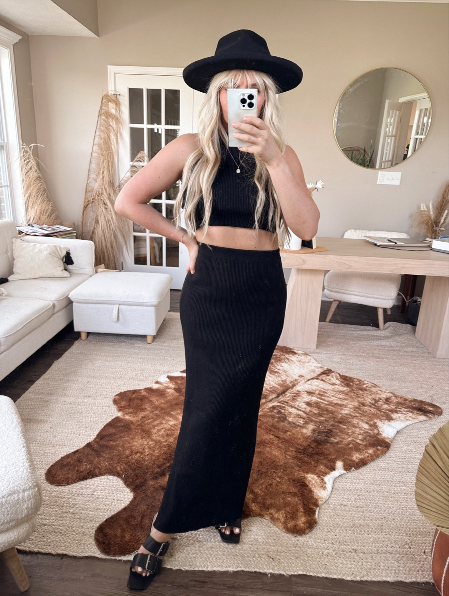 Two piece knit set from #petalandpup size small. TTS 
Hat from #Gigipip 🖤 

#LTKsalealert #LTKstyletip #LTKFind