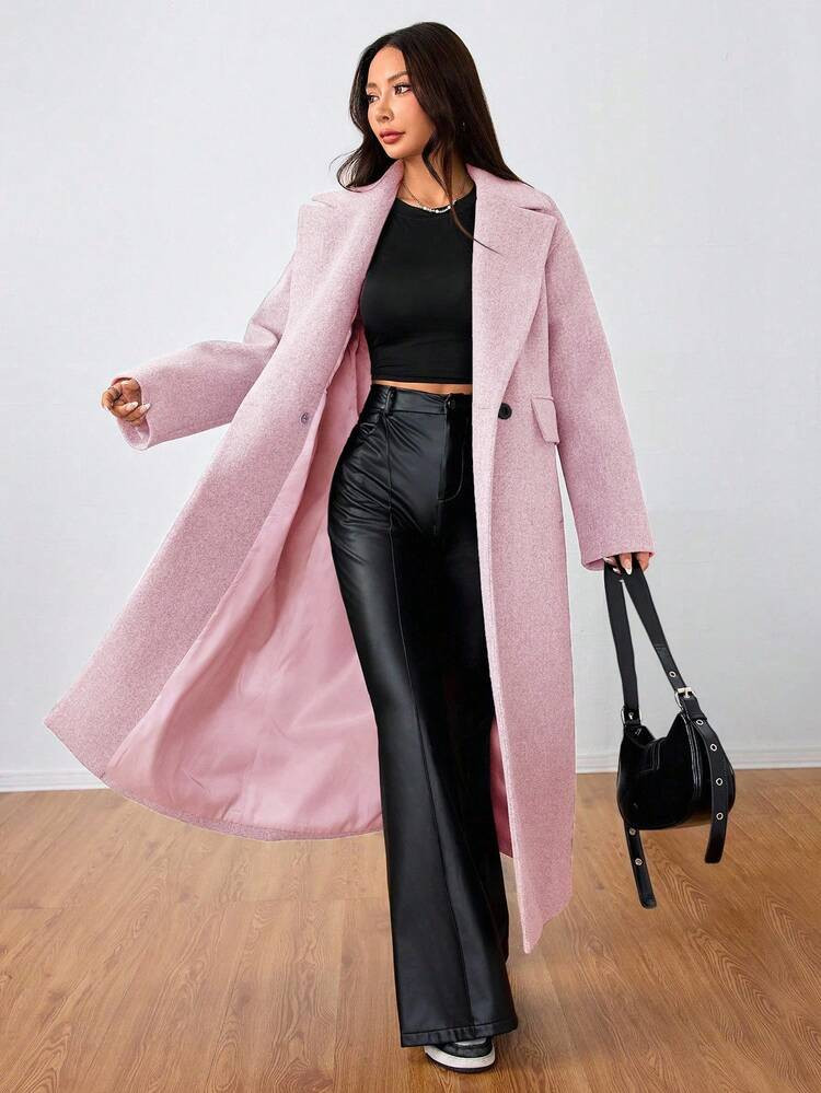 Long pink coat.  | SHEIN