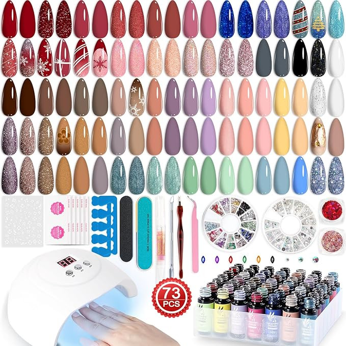 Lavender Violets Gel Nail Polish Kit with U V Light, 45 Colors All Seasons Soak Off Gel Polish Na... | Amazon (US)