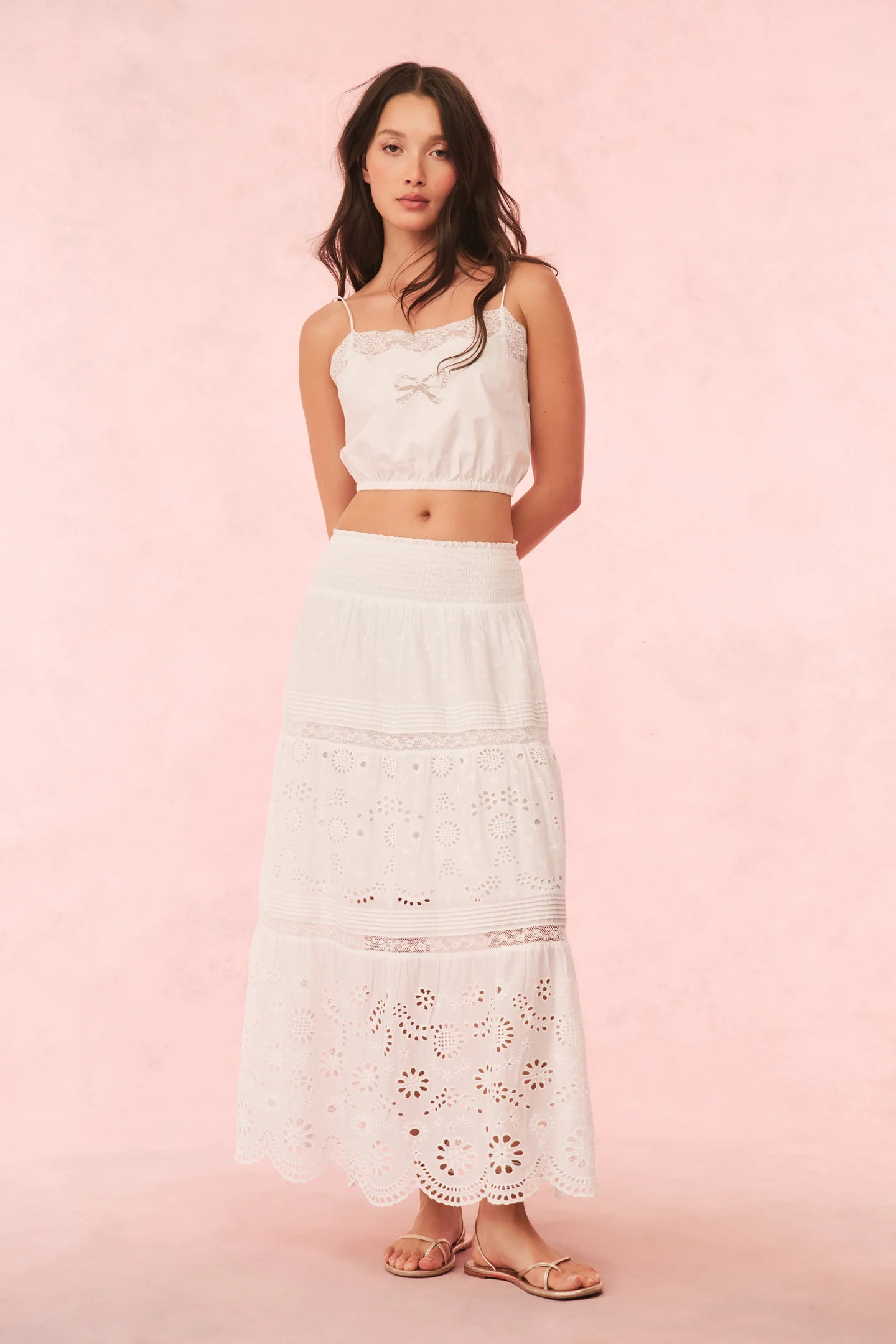 Miloti Eyelet Lace Maxi Skirt | LoveShackFancy