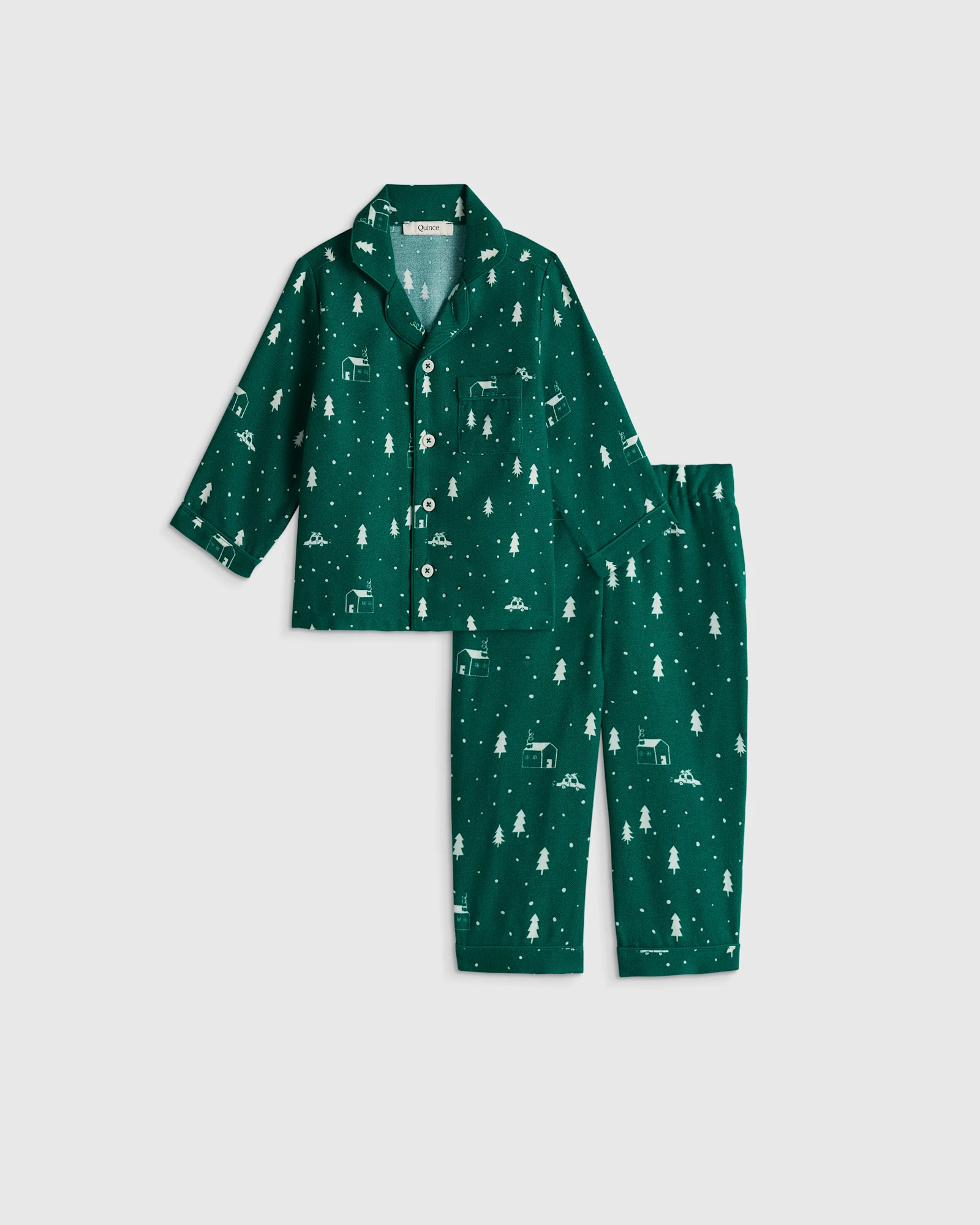 Quince | Holiday Flannel Pajama Set in Polar Bears, Size 12-18M, Recycled Polyester | Quince