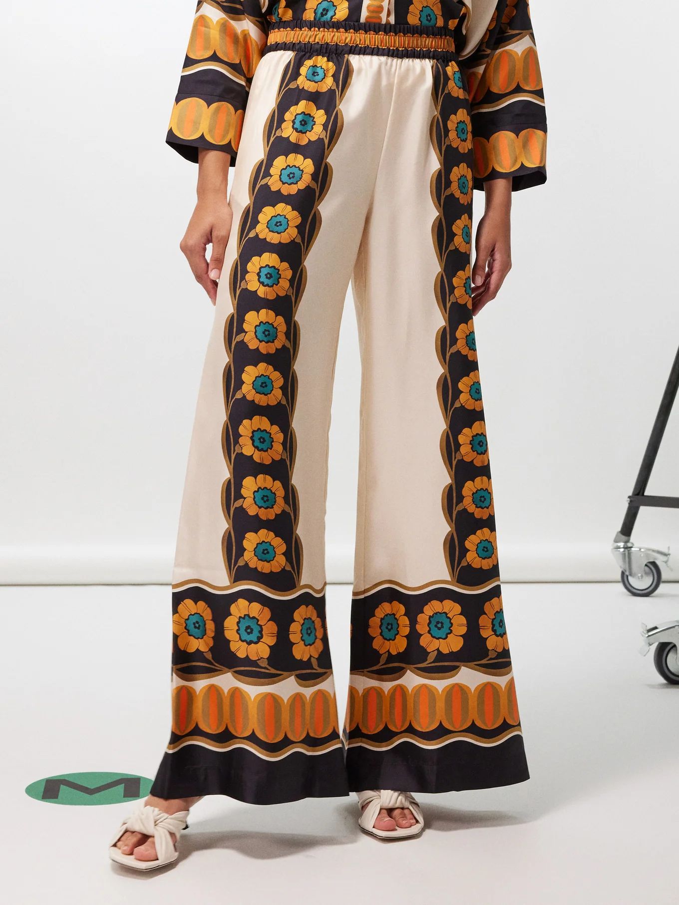 Daisychain-print silk-twill palazzo trousers | Matches (US)