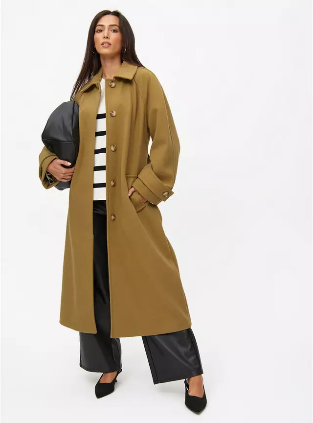 Buy Green Wool-Look Trench Coat 12 | Coats | Tu | Tu Clothing