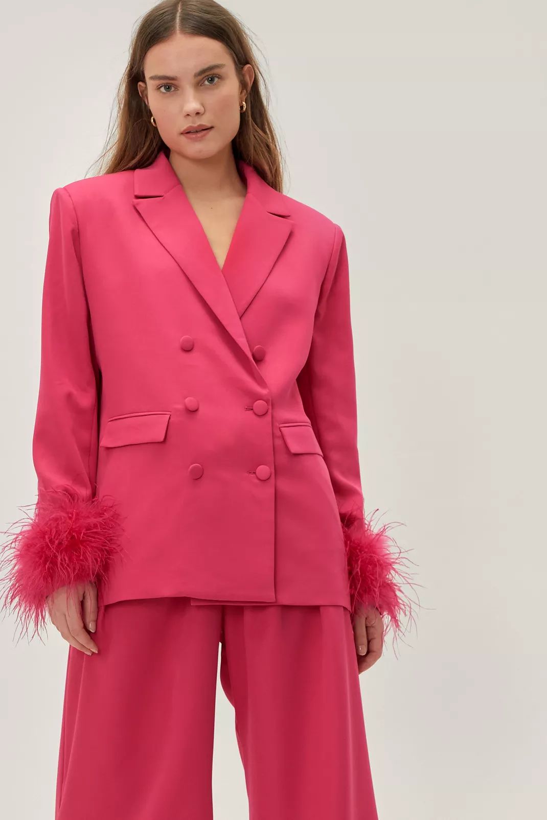 Feather Trim Suit Blazer | Nasty Gal (US)