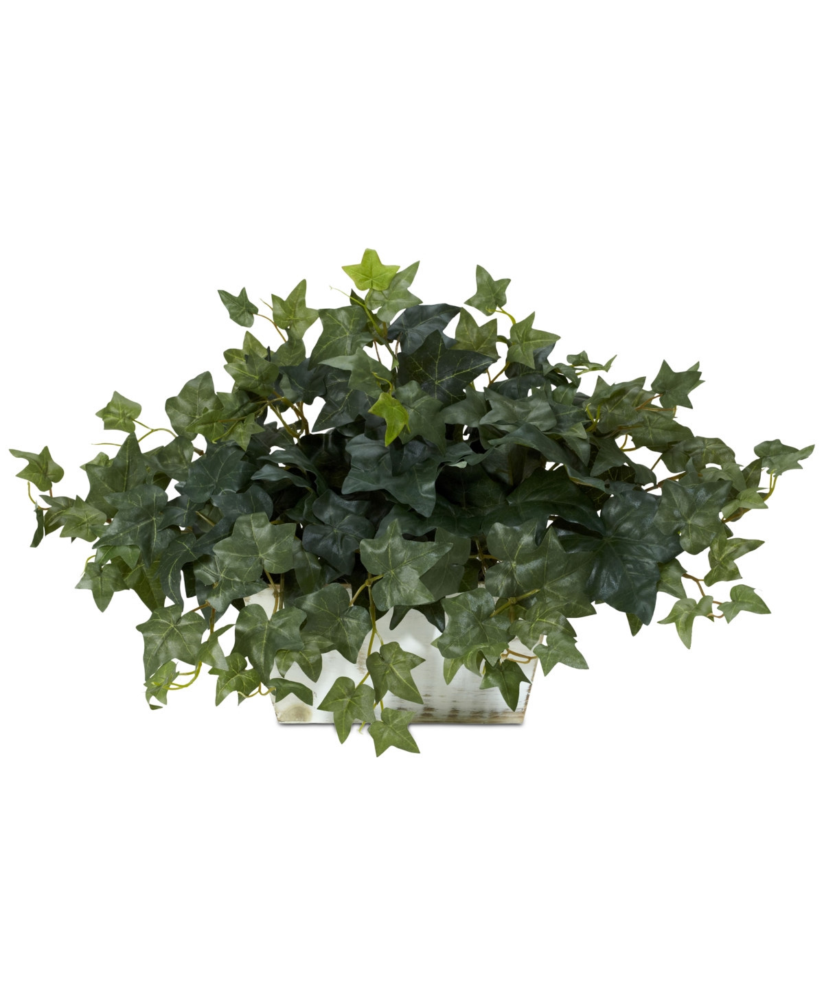 Nearly Natural Ivy Artificial Plant in White-Washed Planter - Green | Macy's