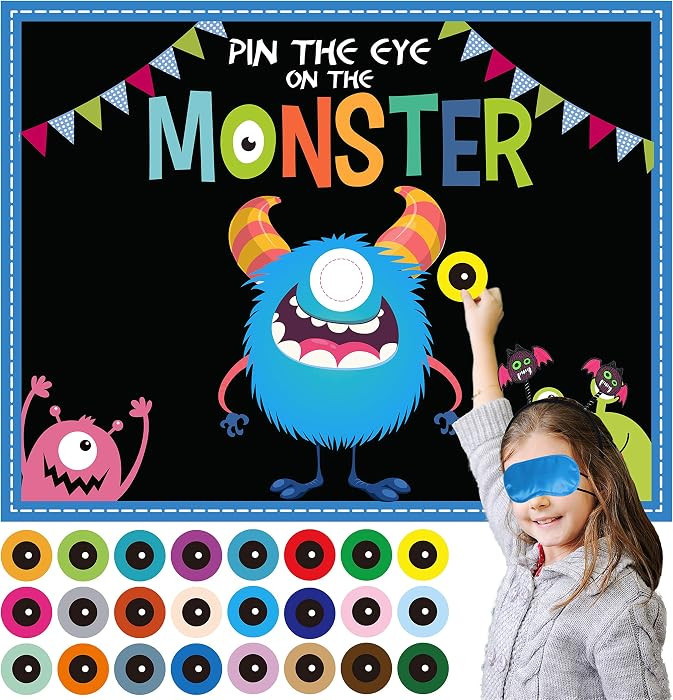 Halloween Party Games for Kids, Pin The Eye on The Monster, Halloween Party Activities Favors Cra... | Amazon (US)
