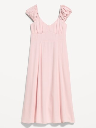 Short-Sleeve Fit & Flare Midi Dress | Old Navy (US)