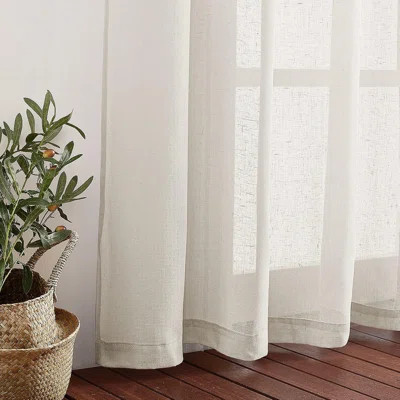 Semi Sheer Linen Curtains For Bedroom 84 Inches Long, Grommet Privacy Vertical Window Curtains & Drapes With Light Through For Living Room, Natural, W | Wayfair North America
