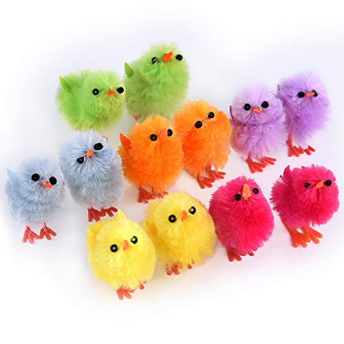 TUPARKA 12Pcs Mini Easter Chicks Vibrant Colors Easter Chenille Chicks Cute Fully Easter Chicks for Easter Party, Easter Egg Bonnet Decoration, Easter Egg Hunt | Amazon (US)