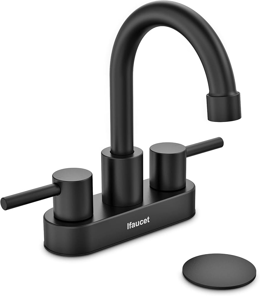 Black Bathroom Faucet 3 Hole, Matte Black Bathroom Faucet, 4 Inch 2 Handle Centerset, Lead-Free, ... | Amazon (US)