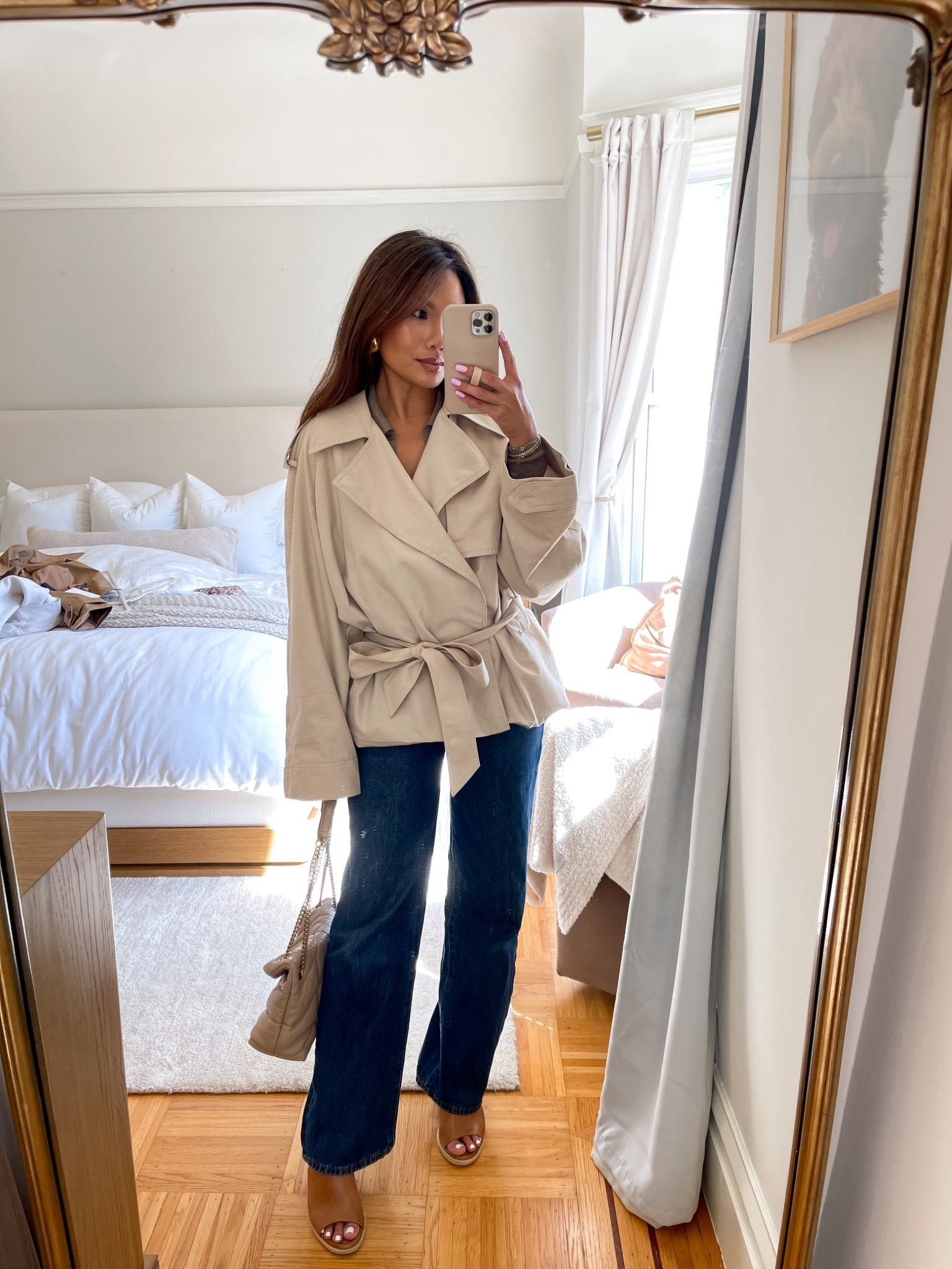 Belted trenches are so cute!! Mine is old from Zara but linked some other cute options! 

Sizing: 
Zara trench - tts, xs/s