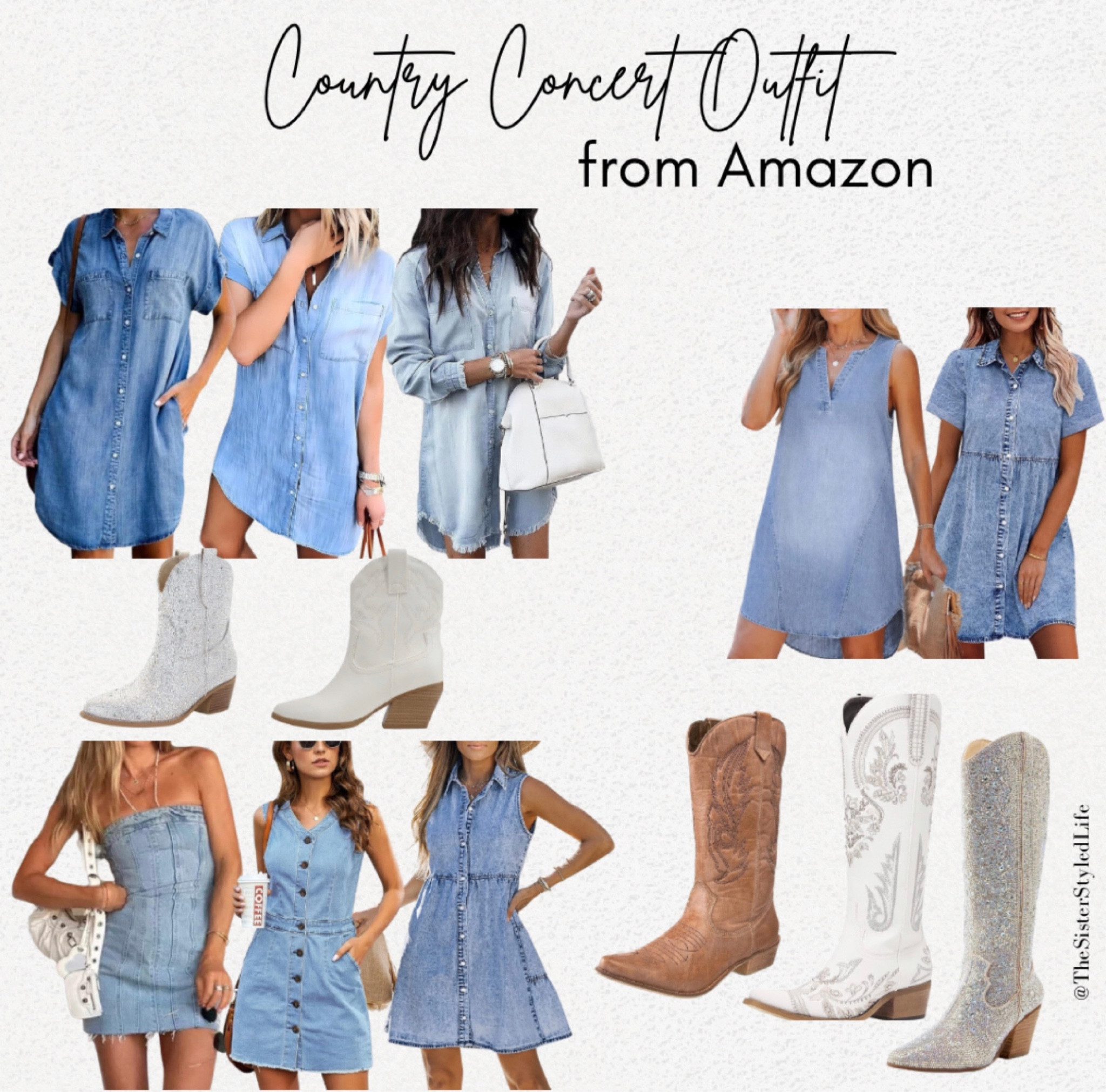 Country Concert Outfits from Amazon!
Denim, dress, sleeveless, short, short sleeves, boots, cowboy, cowgirl, western, booties, festival
#countryconcertoutfit #concertoutfit #denimdress #cowboyboots #festivaloutfit


#LTKFindsUnder100 #LTKParties #LTKFindsUnder50