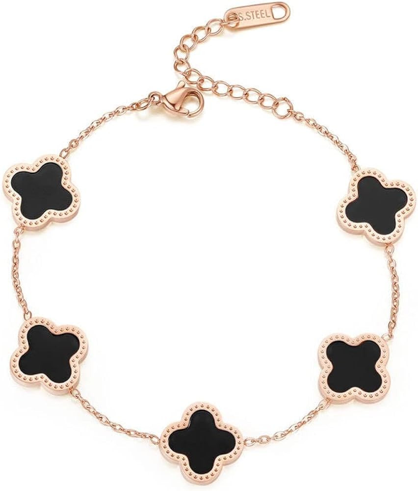 ALLY BELLY 18K Plated Lucky Four-Leaf Adjustable Fashion Bracelet Link for Women Girls Gift Jewel... | Amazon (US)
