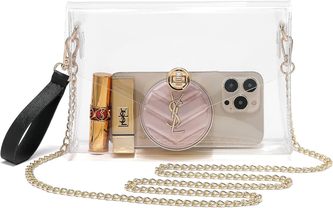YikuStyle Clear Purse Stadium Approved,Small Clear Crossbody Bag for Women,Fashion See Through Cl... | Amazon (US)