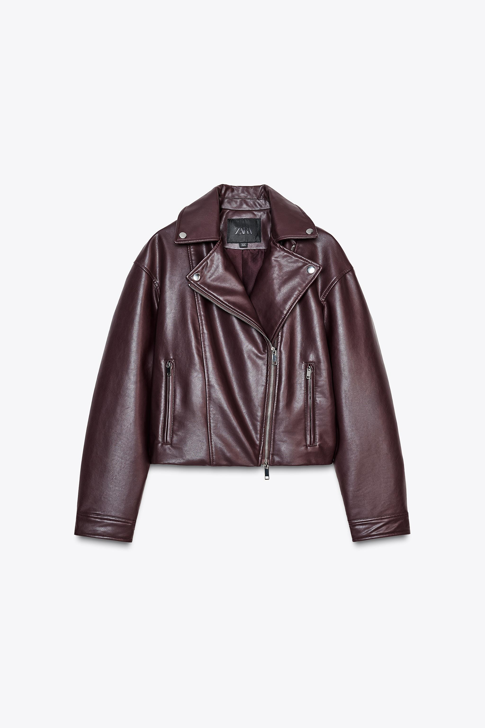 Cropped biker jacket with lapel collar and long sleeves. Front zip pockets with metal zippers. Ma... | Zara US