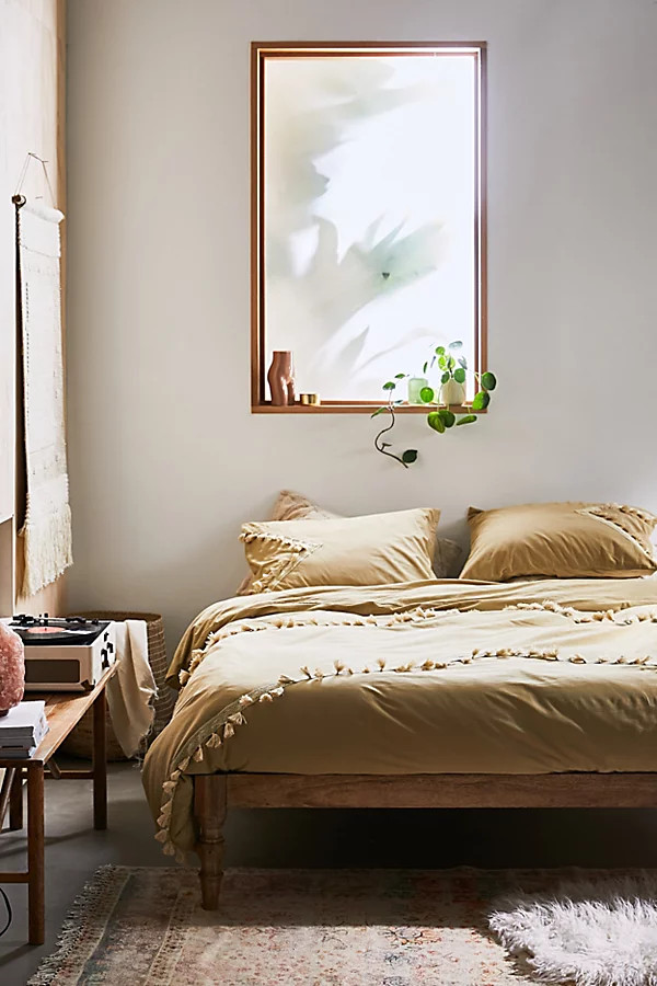 Washed Cotton Crochet Tassel Duvet Cover | Urban Outfitters (US and RoW)