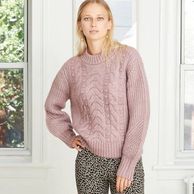 Women's Crewneck Cable Stitch Pullover Sweater - A New Day™ | Target