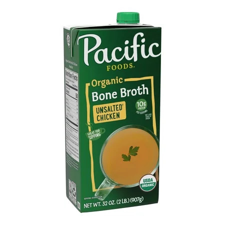Pacific Foods Organic Unsalted Chicken Bone Broth, 32 oz Carton | Walmart (US)