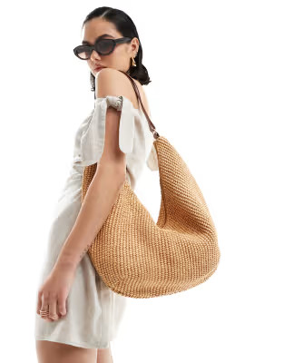 Accessorize straw oversized shoulder bag in natural | ASOS (Global)