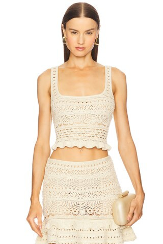 retrofete Damira Crochet Top in Ivory & Gold from Revolve.com | Revolve Clothing (Global)