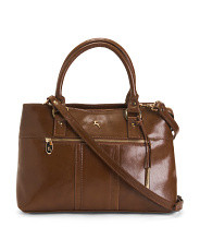 Leather Front Pocket Zip Closure Satchel | Handbags | Marshalls | Marshalls