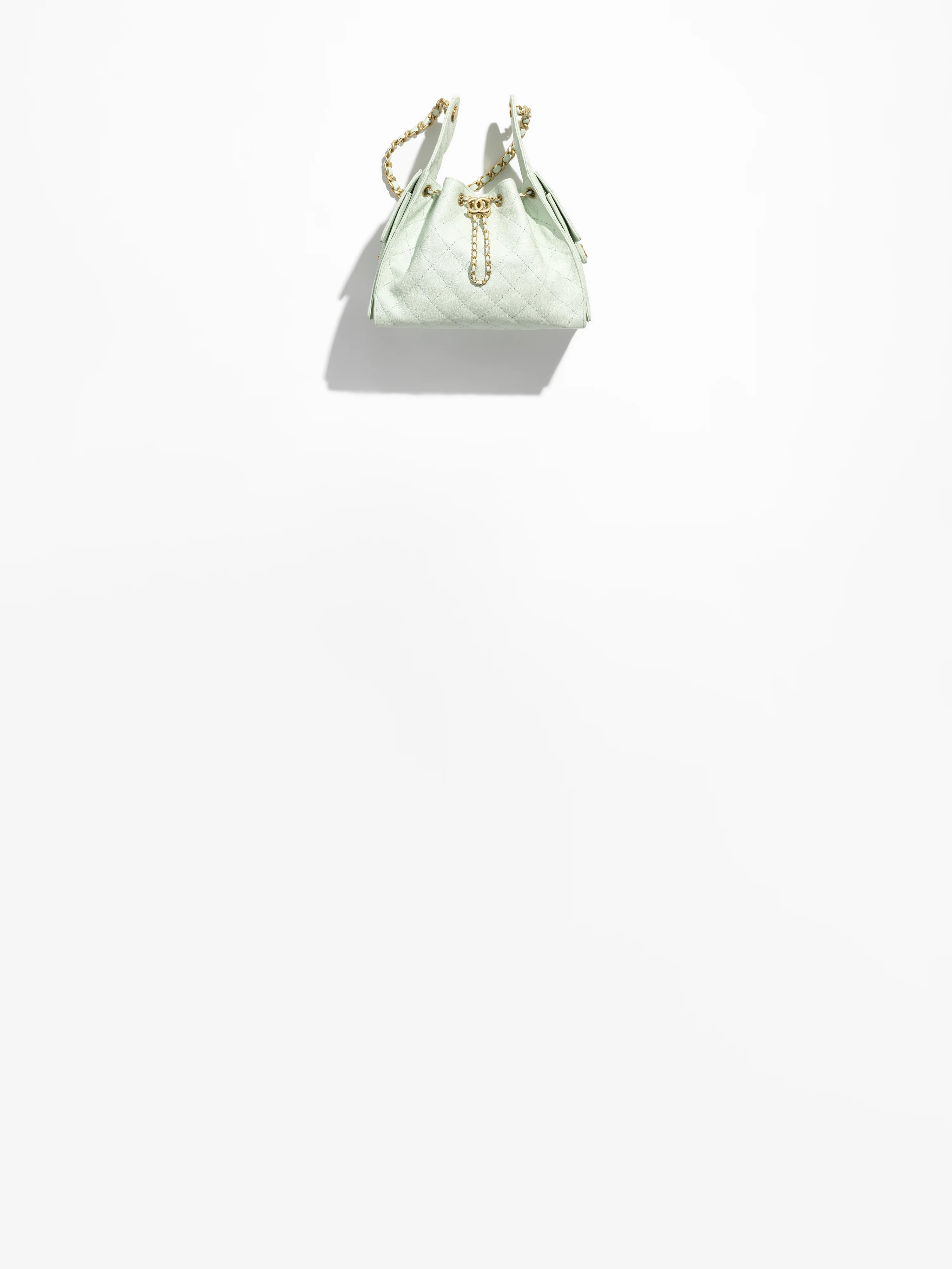 Chanel 25 small handbag, Grained calfskin & gold-tone metal, light green — Fashion | CHANEL | Chanel, Inc. (US)
