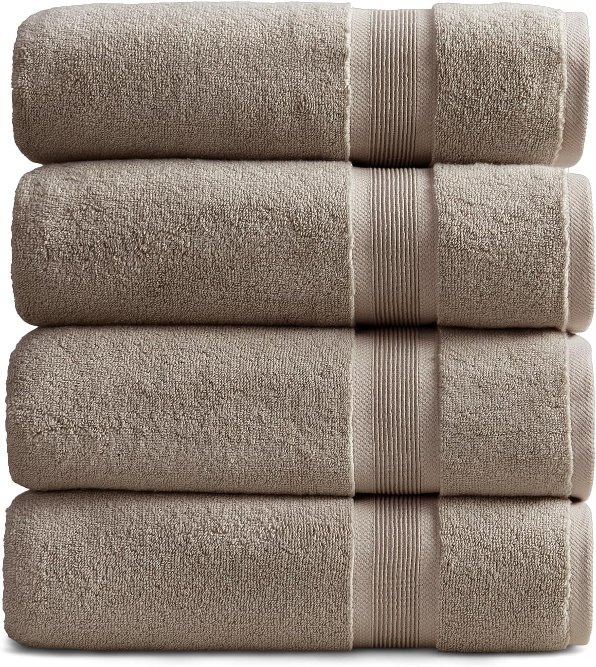 Luxury Bamboo Rayon Plush Bath Towel Set | 4-Pack | Brown | Amazon (US)