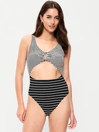 Textured One-Piece Cut-Out Swimsuit | Old Navy (US)