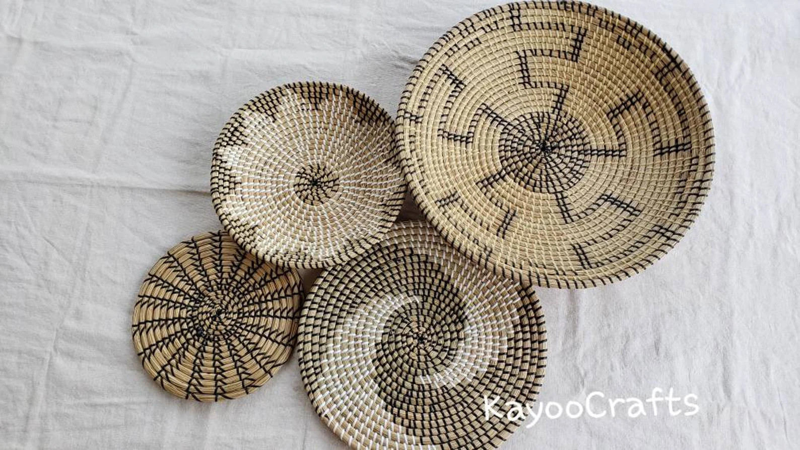 Set 4 Hanger Wall Plate Boho wall art Set of 4 wall baskets | Etsy | Etsy (US)