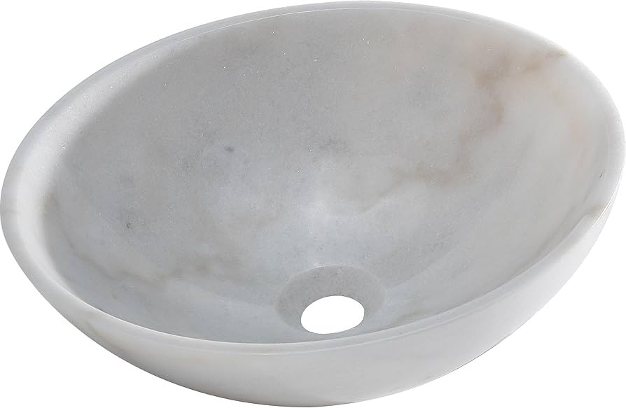AA Warehousing BRIELLI Marble Vessel Sink in White/Off White/Grey | Amazon (US)