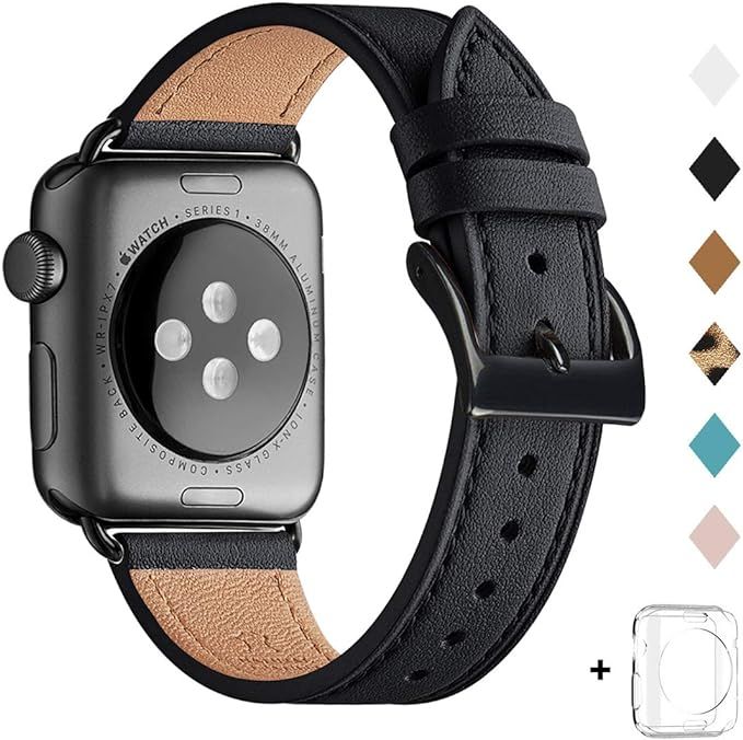 Bestig Band Compatible for Apple Watch 38mm 40mm 42mm 44mm, Genuine Leather Replacement Strap for... | Amazon (US)