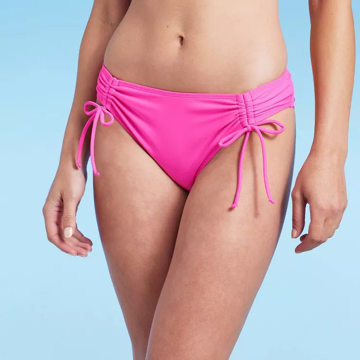 Women's Cinched Side-Tie Hipster Bikini Bottom - Shade & Shore™ Pink | Target