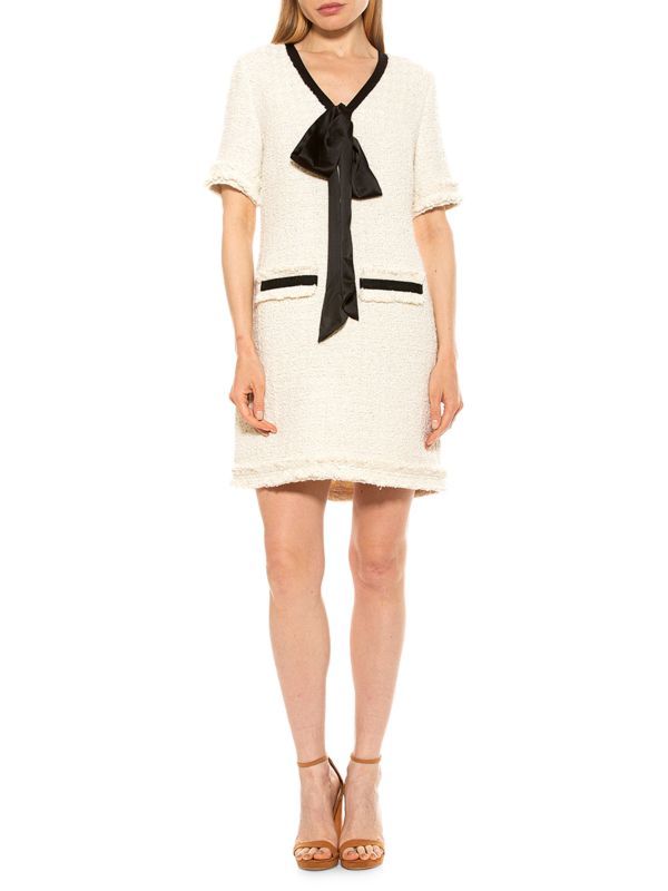 Alexia Admor Tie Neck Tweed Dress on SALE | Saks OFF 5TH | Saks Fifth Avenue OFF 5TH