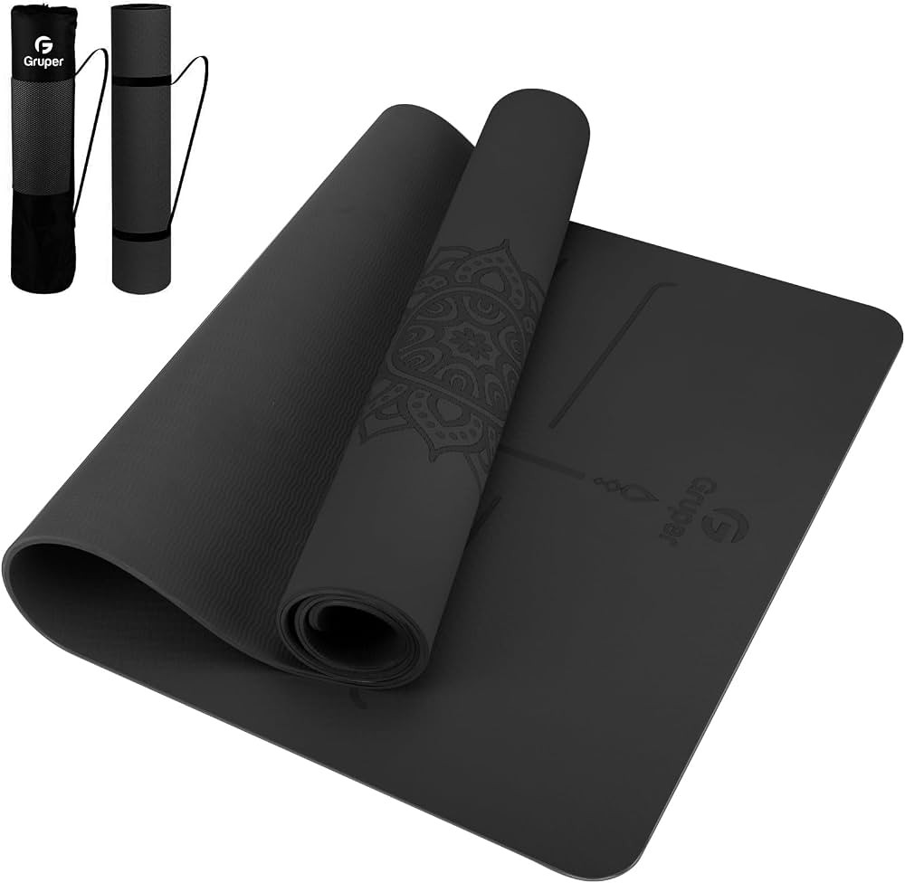 Gruper Yoga Mat Non Slip TPE Extra Wide Yoga Mat with Alignment Mark, 72"L x 32"W x 0.32"/0.24"Th... | Amazon (US)
