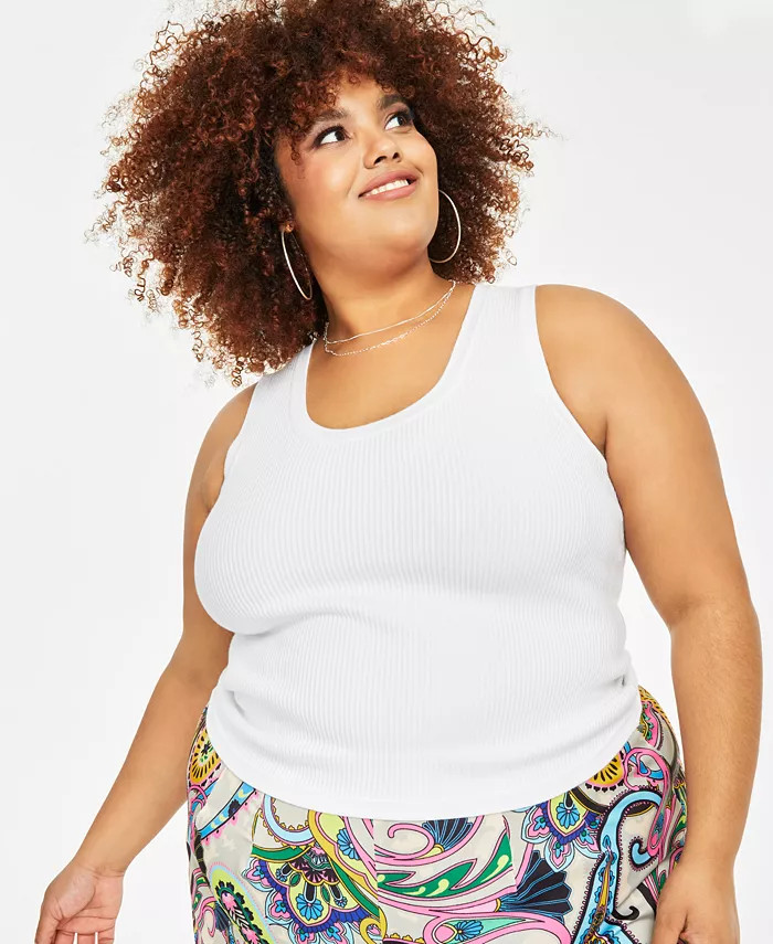 Trendy Plus Size Ribbed Sweater Tank Top | Macys (US)