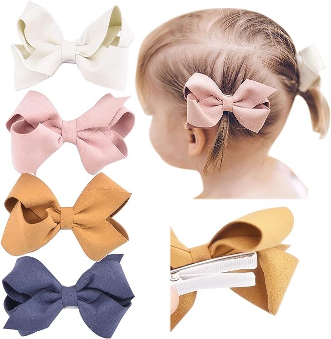 California Tot Set of 4 Faux Suede 3D Bow Clips for Toddlers, Girls | Amazon (US)