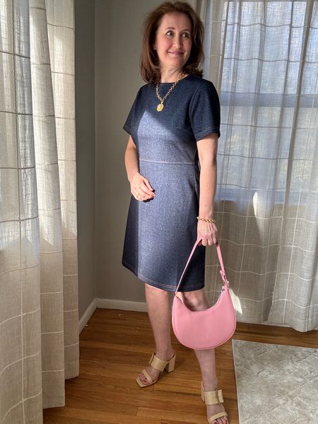 Another look at this denim like dress. Code Theresa15 at Jude Connally 
New Spring heels from Target are so comfortable and a great price. 
Pink two tone bag (code Theresa10) at ShopLikeDreams 


#LTKworkwear #LTKitbag #LTKshoecrush