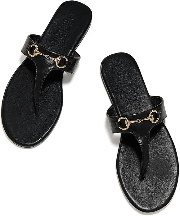 Women's Flat Sandals Metal Chain Flip Flops Summer Comfortable Slip on Slippers Dressy Shoes | Amazon (US)
