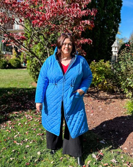 This long puffer  coat is reversible and size inclusive in 00-40. 

#LTKcurves