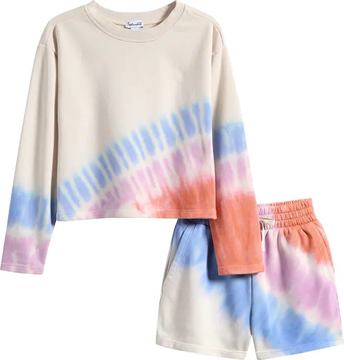 Splendid Kids' Sunset Tie Dye Sweatshirt & Shorts Set | Nordstromrack | Nordstrom Rack