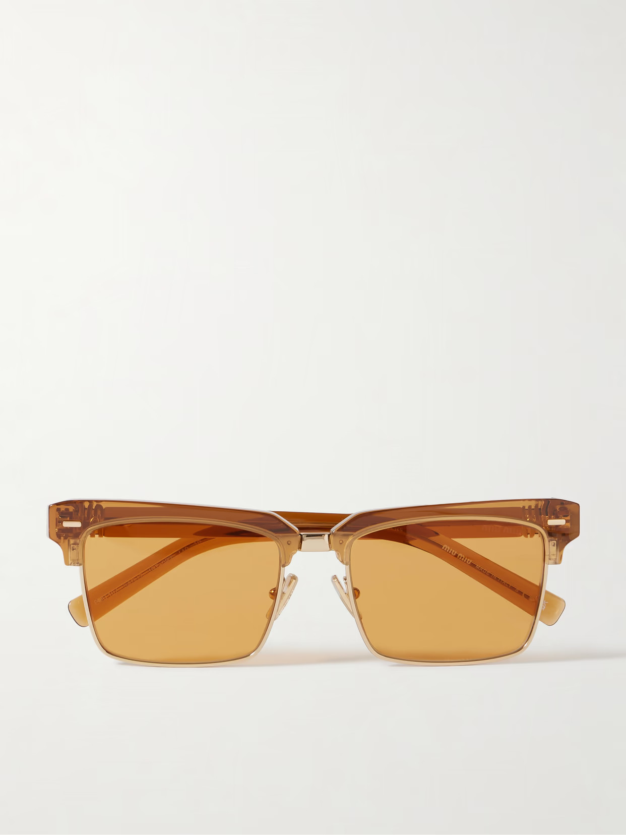 Miu Miu Eyewear - Square-frame Acetate And Gold-tone Sunglasses - Brown | NET-A-PORTER (US)