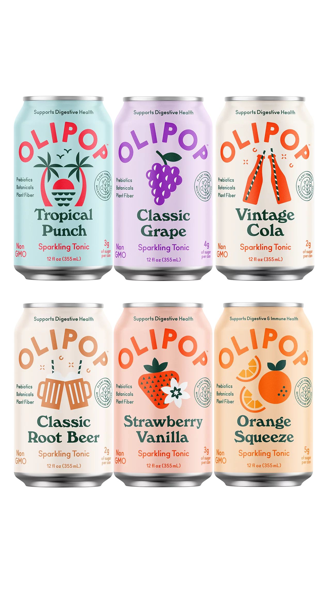 OLIPOP A New Kind of Soda, Best Sellers Sparkling Tonic, 12 fl oz, 12 Pack Cans | Walmart (US)